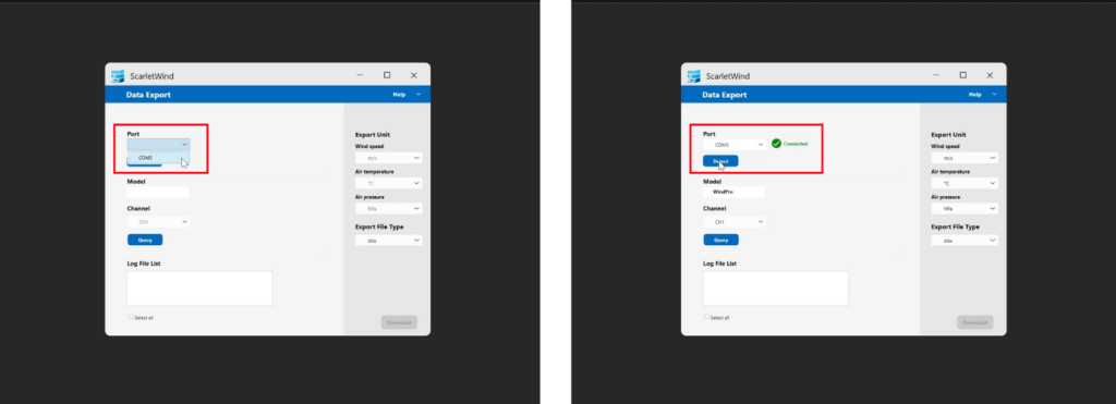 A green checkmark and “Connected” status will appear once the receiver is recognized.