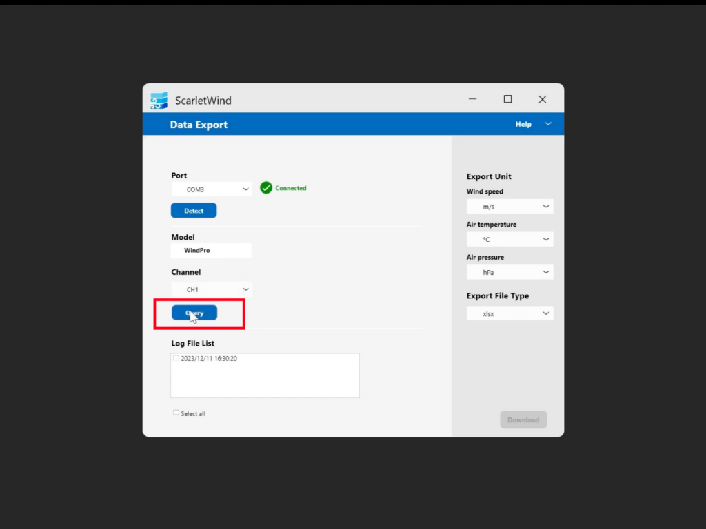 Click “Query” to display the Log File List.