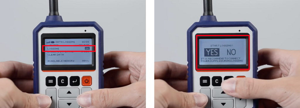 Go to “LOGGING” and change the setting from “OFF” to “ON”.