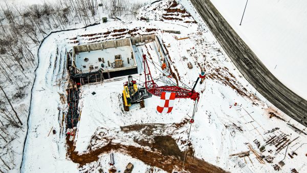 crane in winter