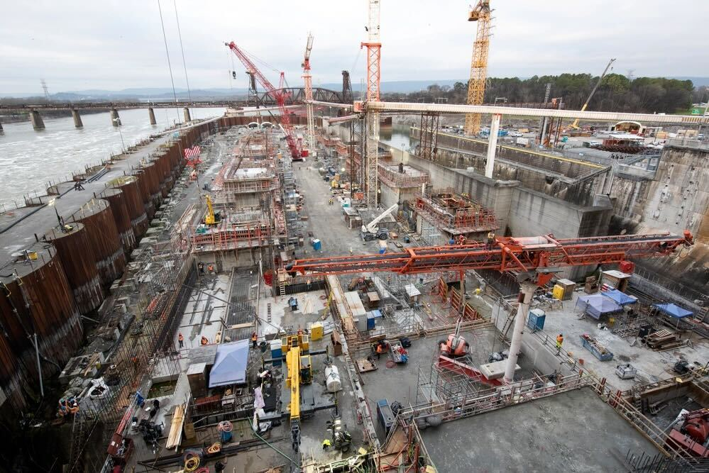 The ongoing project at Chikamauga Lock Replacement project, Tennessee