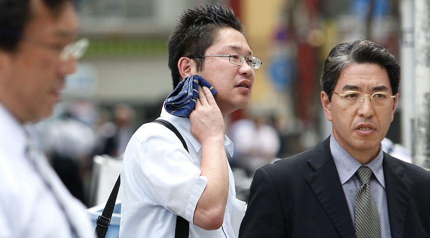 Office workers in Japan during hot weather