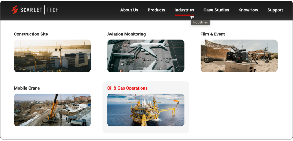 5 industry-based solution pages