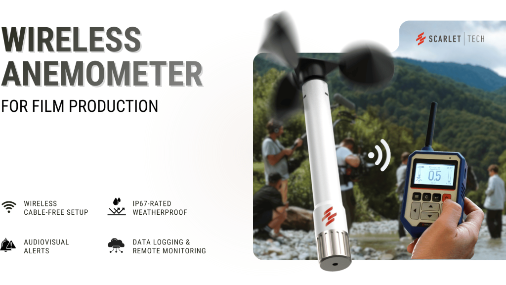 Scarlet wireless anemometer used in film production